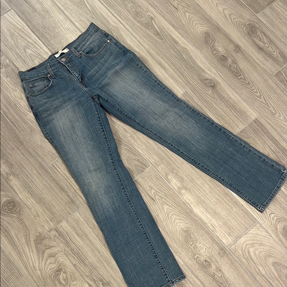 Levi's Blue Straight Leg Jeans with Distressed Vintage Look